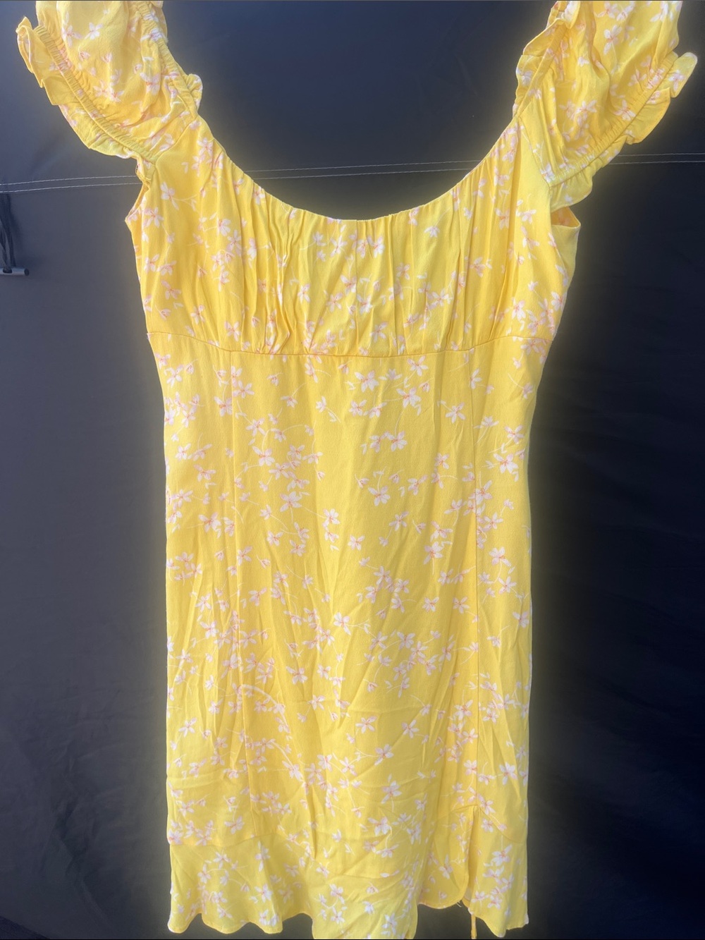 Sophie Rue Yellow Floral Mini Dress with Puff Sleeves - Picture 7 of 8